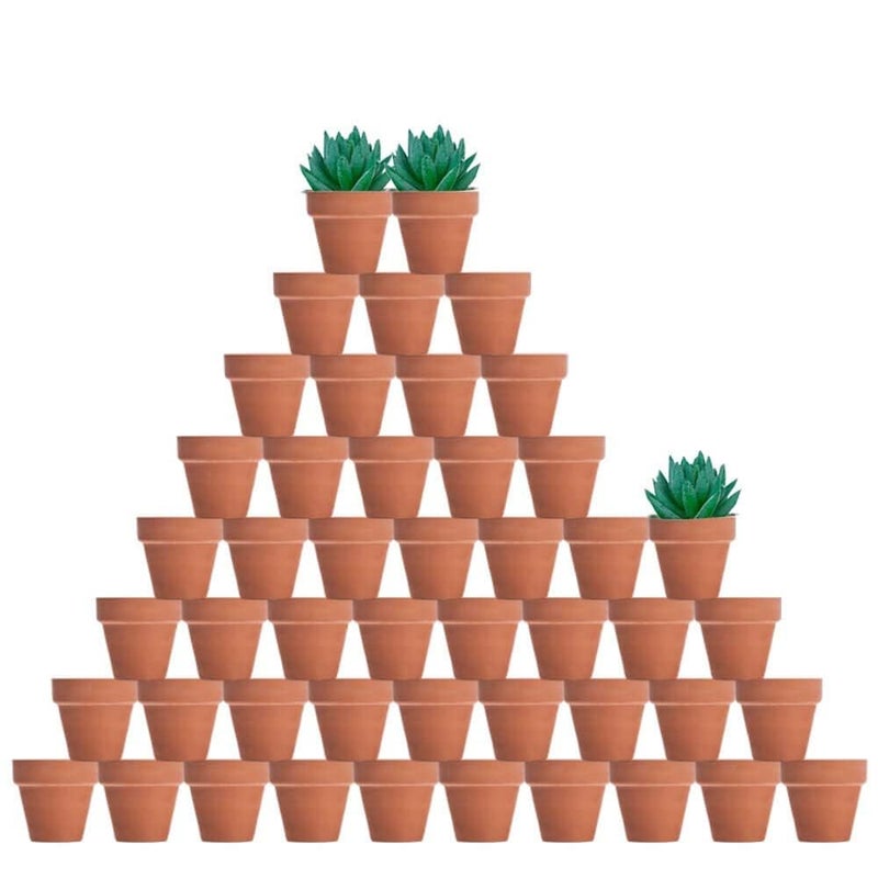 vensovo 48 Pcs 2" Tiny Terracotta & Terra Cotta Pots with Drainage - Small Mini Clay Ceramic Pottery Planter Ideal for Indoor/Outdoor Plants, Crafts, Wedding Favors - Image 1
